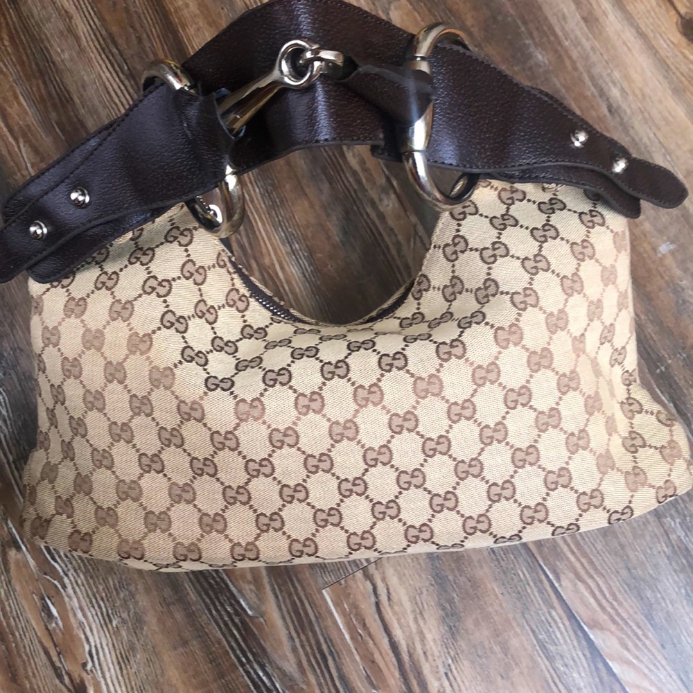 Gucci Beige and Dark Brown Tote Bag